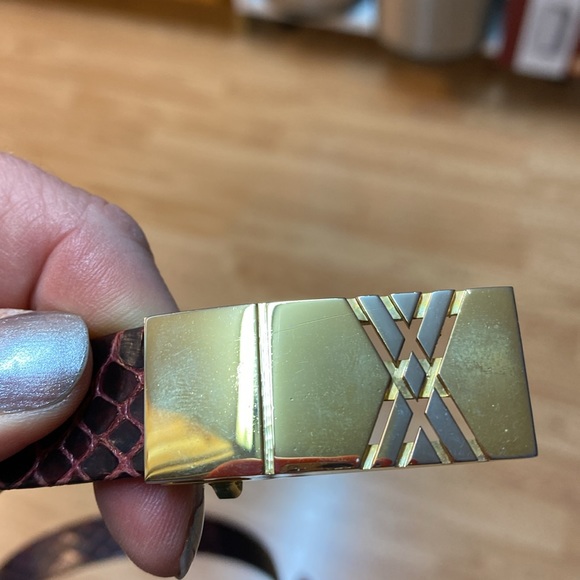 Vintage snake-print burgundy belt 30-34" - Picture 3 of 7